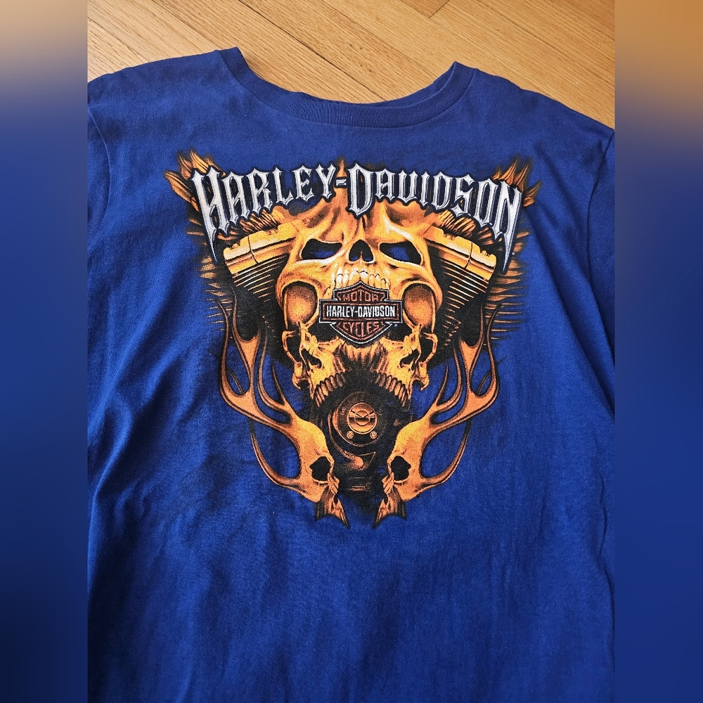 Harley Davidson Long Sleeve Blue Shirt Size M - Medium - Dothan Alabama